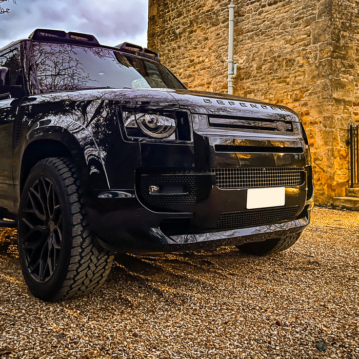 Defender L663 Front Splitter Lower Lip / Canards - Gloss Black - 2020-on