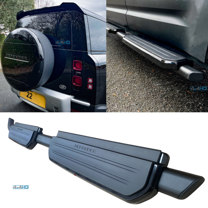 Defender 2020-On - Side Steps & Spare Wheel Cover - Gloss Black - Bundle